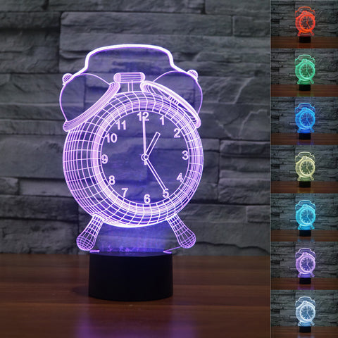 Colorful 3D Alarm Clock Lamp