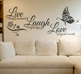 Live Laugh Love Butterfly Flower Wall Art Sticker