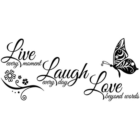 Live Laugh Love Butterfly Flower Wall Art Sticker