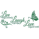 Live Laugh Love Butterfly Flower Wall Art Sticker