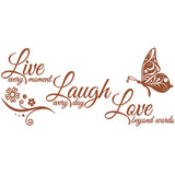 Live Laugh Love Butterfly Flower Wall Art Sticker