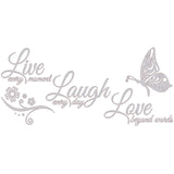 Live Laugh Love Butterfly Flower Wall Art Sticker