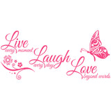 Live Laugh Love Butterfly Flower Wall Art Sticker