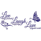 Live Laugh Love Butterfly Flower Wall Art Sticker