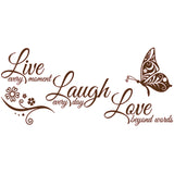 Live Laugh Love Butterfly Flower Wall Art Sticker