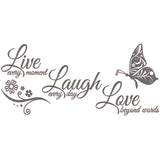 Live Laugh Love Butterfly Flower Wall Art Sticker