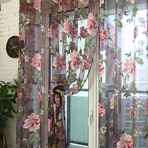 My House Floral Tulle Door Curtain