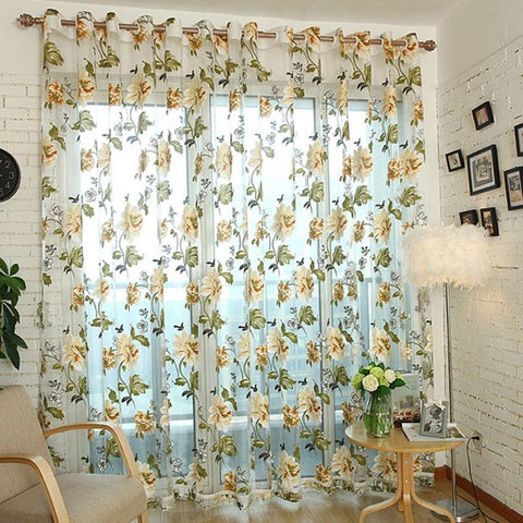 My House Floral Tulle Door Curtain