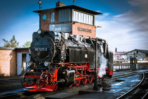 Steam Locomotive on Railway fabric posters